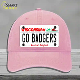 Go Badgers Novelty License Plate Hat Unconstructed Cotton / Pink