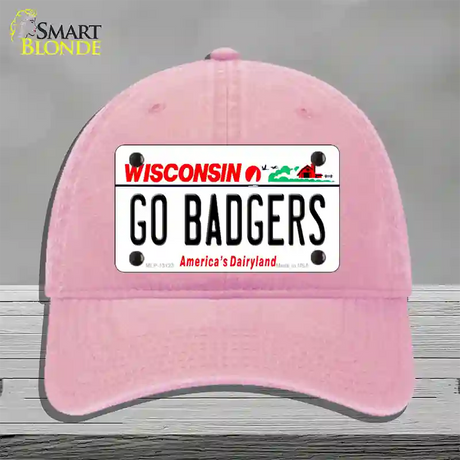 Go Badgers Novelty License Plate Hat Unconstructed Cotton / Pink