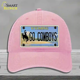 Go Cowboys Wyoming Novelty License Plate Hat Unconstructed Cotton / Pink