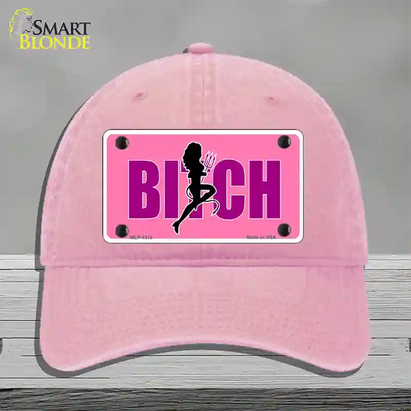 She-Devil Bitch Novelty License Plate Hat Unconstructed Cotton / Pink