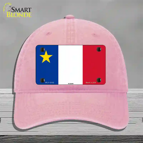 Acadian Canada Flag Novelty License Plate Hat Unconstructed Cotton / Pink