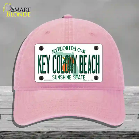 Key Colony Beach Florida Novelty License Plate Hat Unconstructed Cotton / Pink