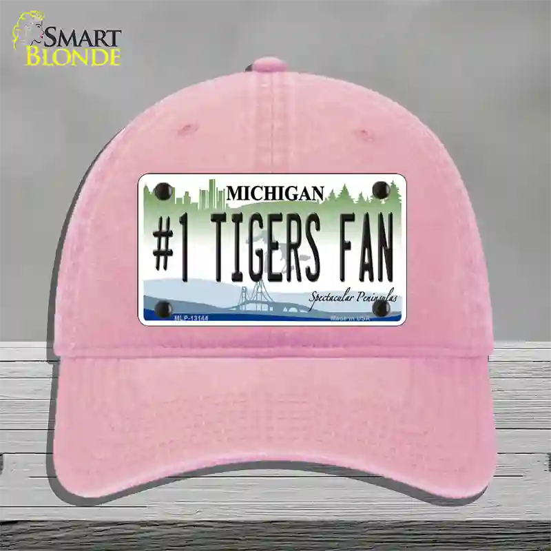 Number 1 Tigers Fan Novelty License Plate Hat Tag Unconstructed Cotton / Pink