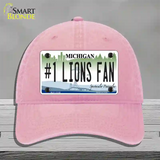 Number 1 Lions Fan Novelty License Plate Hat Tag Unconstructed Cotton / Pink