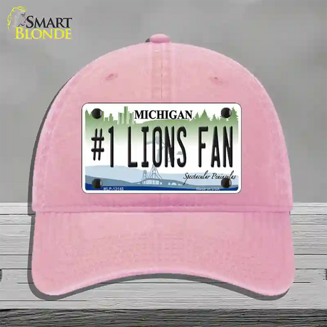 Number 1 Lions Fan Novelty License Plate Hat Tag Unconstructed Cotton / Pink