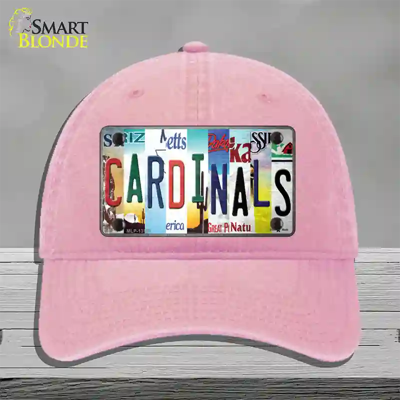 Cardinals Strip Art Novelty License Plate Hat Tag Unconstructed Cotton / Pink