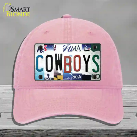 Cowboys Strip Art Novelty License Plate Hat Tag Unconstructed Cotton / Pink