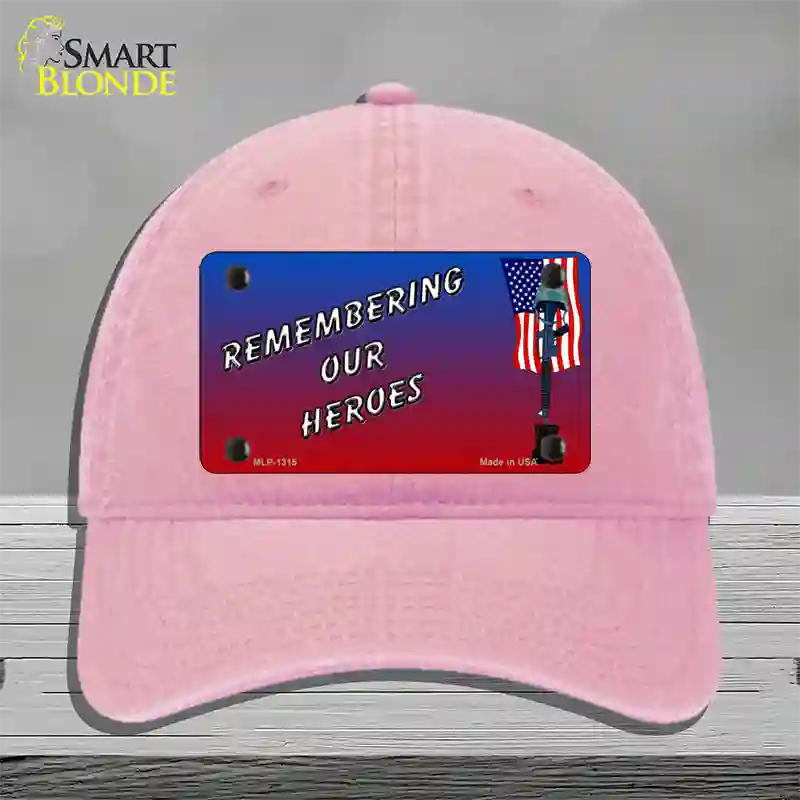 Remembering Our Heroes Novelty License Plate Hat Unconstructed Cotton / Pink