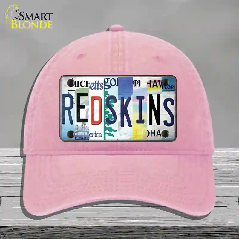 Redskins Strip Art Novelty License Plate Hat Tag Unconstructed Cotton / Pink