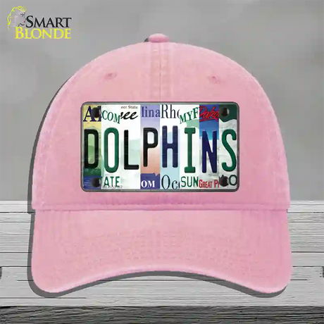 Dolphins Strip Art Novelty License Plate Hat Tag Unconstructed Cotton / Pink