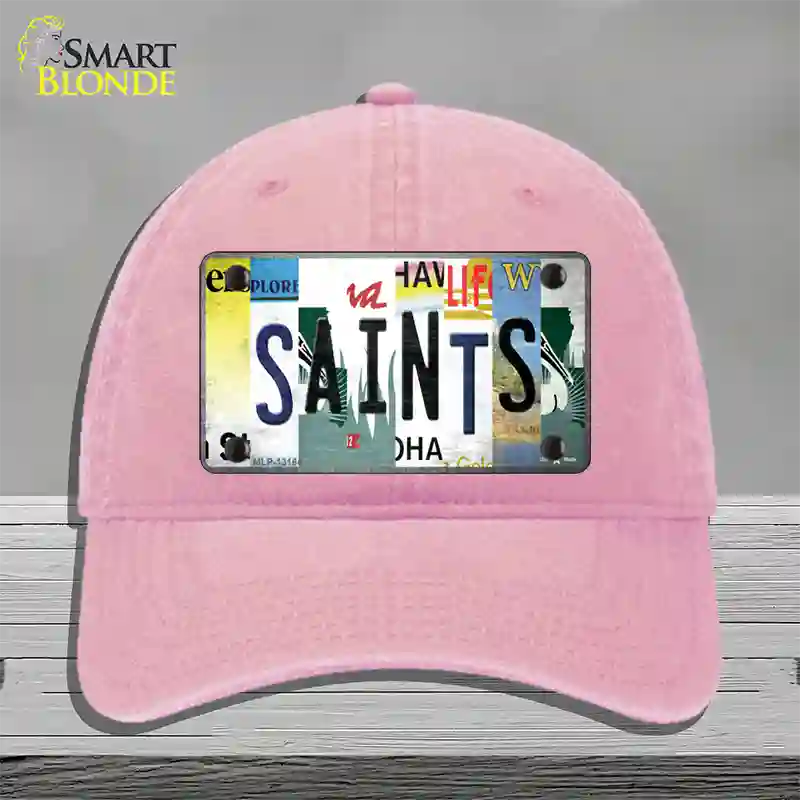 Saints Strip Art Novelty License Plate Hat Tag Unconstructed Cotton / Pink