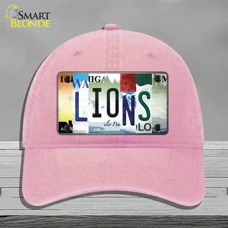 Lions Strip Art Novelty License Plate Hat Tag Unconstructed Cotton / Pink