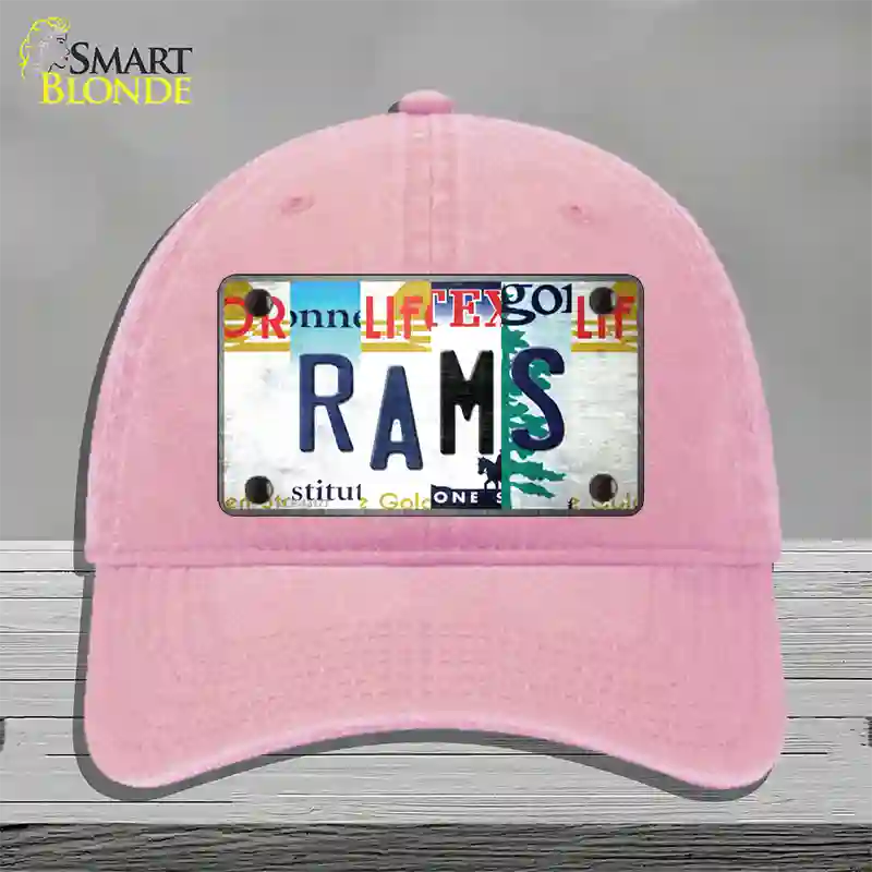 Rams Strip Art Novelty License Plate Hat Tag Unconstructed Cotton / Pink