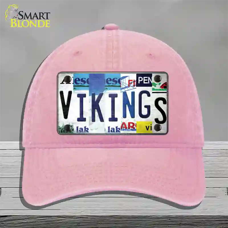 Vikings Strip Art Novelty License Plate Hat Tag Unconstructed Cotton / Pink