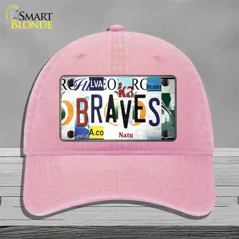 Braves Strip Art Novelty License Plate Hat Tag Unconstructed Cotton / Pink