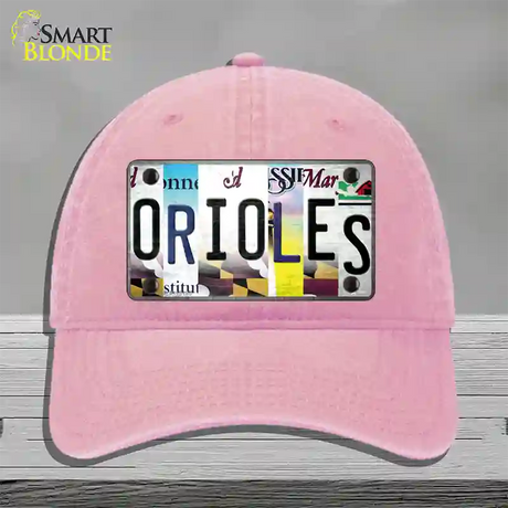 Orioles Strip Art Novelty License Plate Hat Tag Unconstructed Cotton / Pink