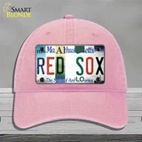 Red Sox Strip Art Novelty License Plate Hat Tag Unconstructed Cotton / Pink