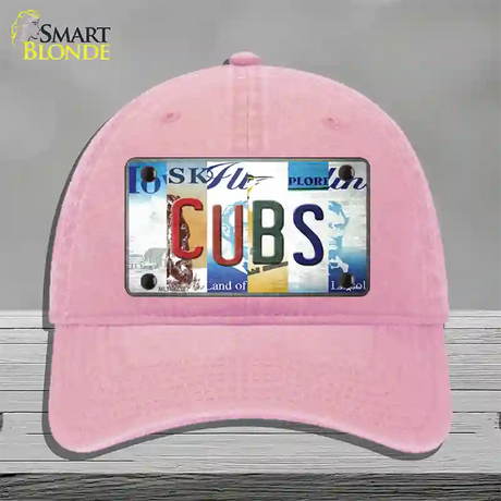 Cubs Strip Art Novelty License Plate Hat Tag Unconstructed Cotton / Pink