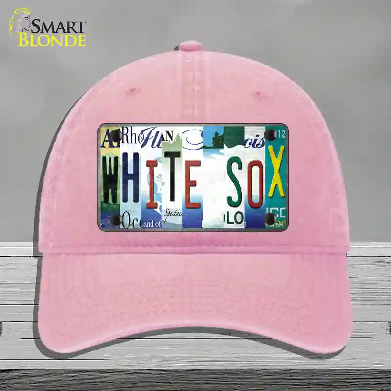 White Sox Strip Art Novelty License Plate Hat Tag Unconstructed Cotton / Pink