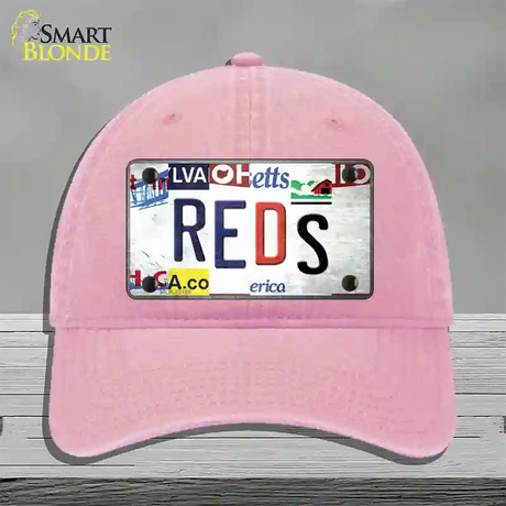 Reds Strip Art Novelty License Plate Hat Tag Unconstructed Cotton / Pink