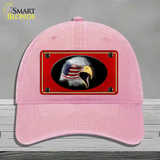 American Flag Eagle Red Novelty License Plate Hat Unconstructed Cotton / Pink