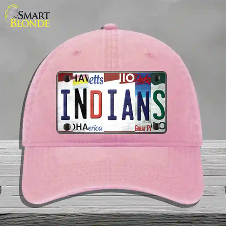 Indians Strip Art Novelty License Plate Hat Tag Unconstructed Cotton / Pink