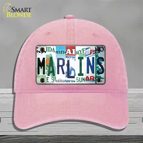 Marlins Strip Art Novelty License Plate Hat Tag Unconstructed Cotton / Pink