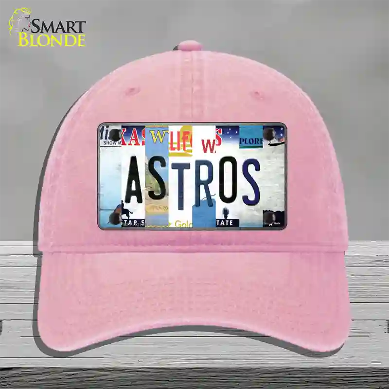 Astros Strip Art Novelty License Plate Hat Tag Unconstructed Cotton / Pink