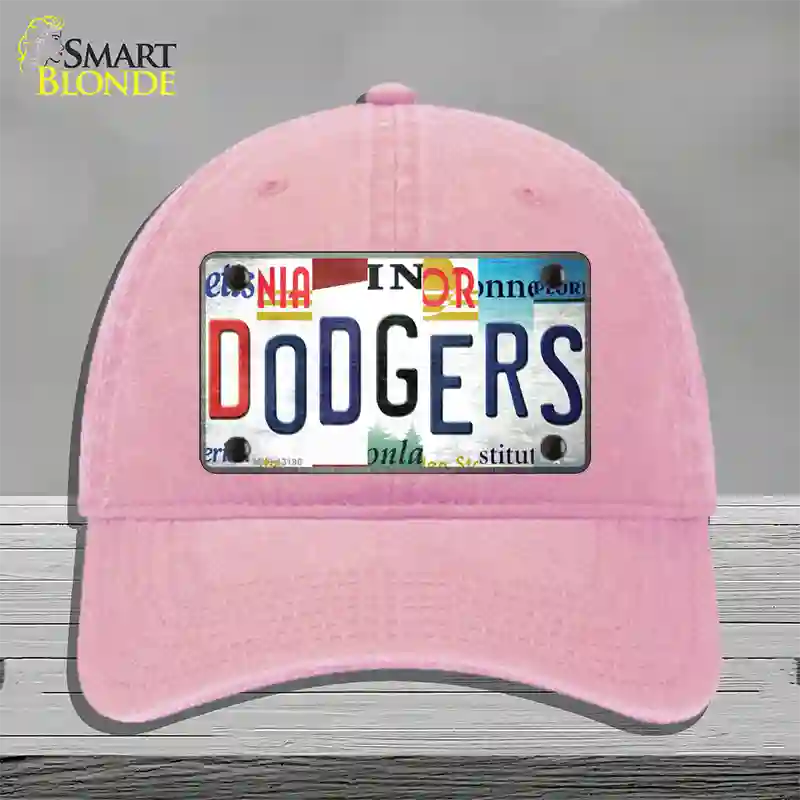 Dodgers Strip Art Novelty License Plate Hat Tag Unconstructed Cotton / Pink