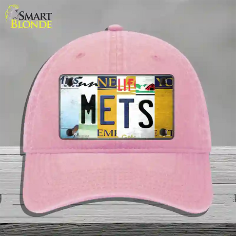 Mets Strip Art Novelty License Plate Hat Tag Unconstructed Cotton / Pink