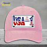 USA Still 1 Novelty License Plate Hat Unconstructed Cotton / Pink