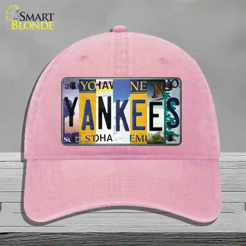 Yankees Strip Art Novelty License Plate Hat Tag Unconstructed Cotton / Pink