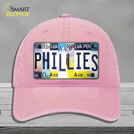 Phillies Strip Art Novelty License Plate Hat Tag Unconstructed Cotton / Pink