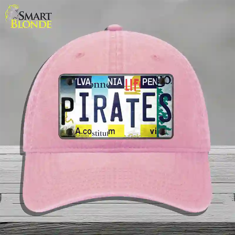 Pirates Strip Art Novelty License Plate Hat Tag Unconstructed Cotton / Pink