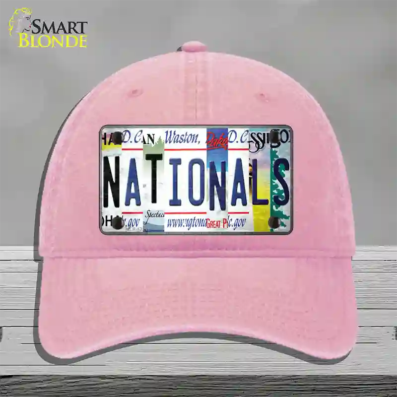 Nationals Strip Art Novelty License Plate Hat Tag Unconstructed Cotton / Pink