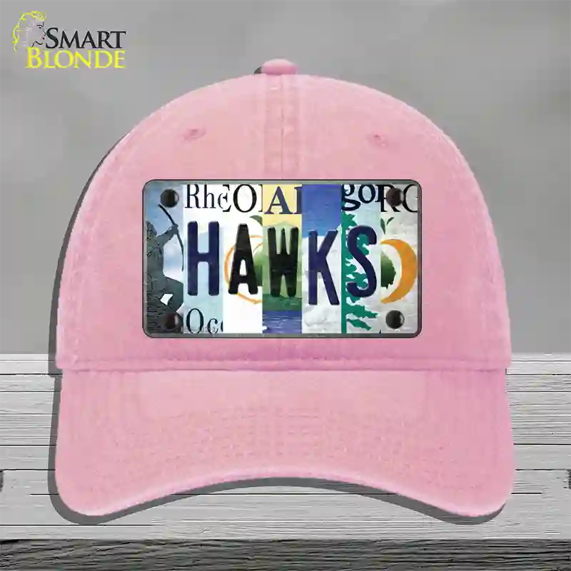 Hawks Strip Art Novelty License Plate Hat Tag Unconstructed Cotton / Pink