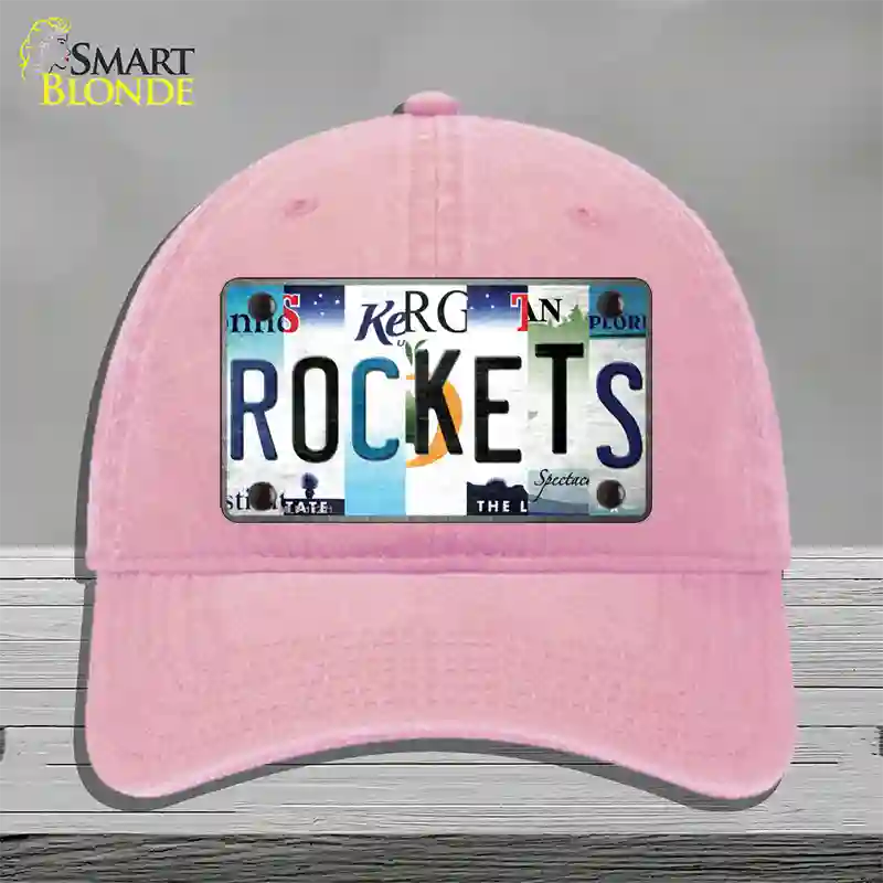 Rockets Strip Art Novelty License Plate Hat Tag Unconstructed Cotton / Pink