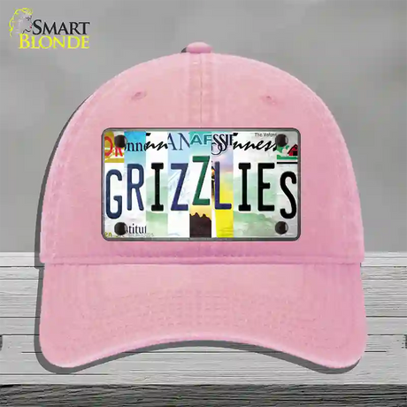 Grizzlies Strip Art Novelty License Plate Hat Tag Unconstructed Cotton / Pink