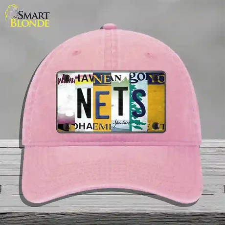 Nets Strip Art Novelty License Plate Hat Tag Unconstructed Cotton / Pink