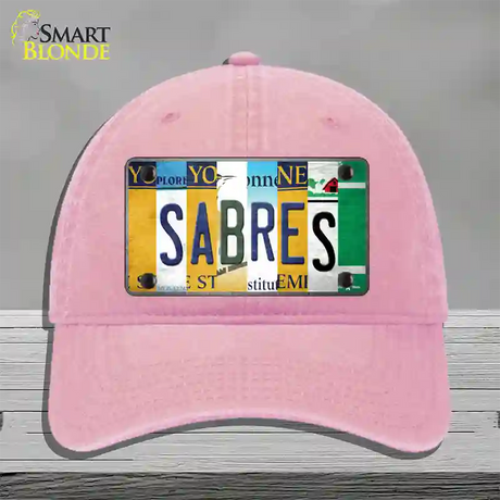 Sabres Strip Art Novelty License Plate Hat Tag Unconstructed Cotton / Pink