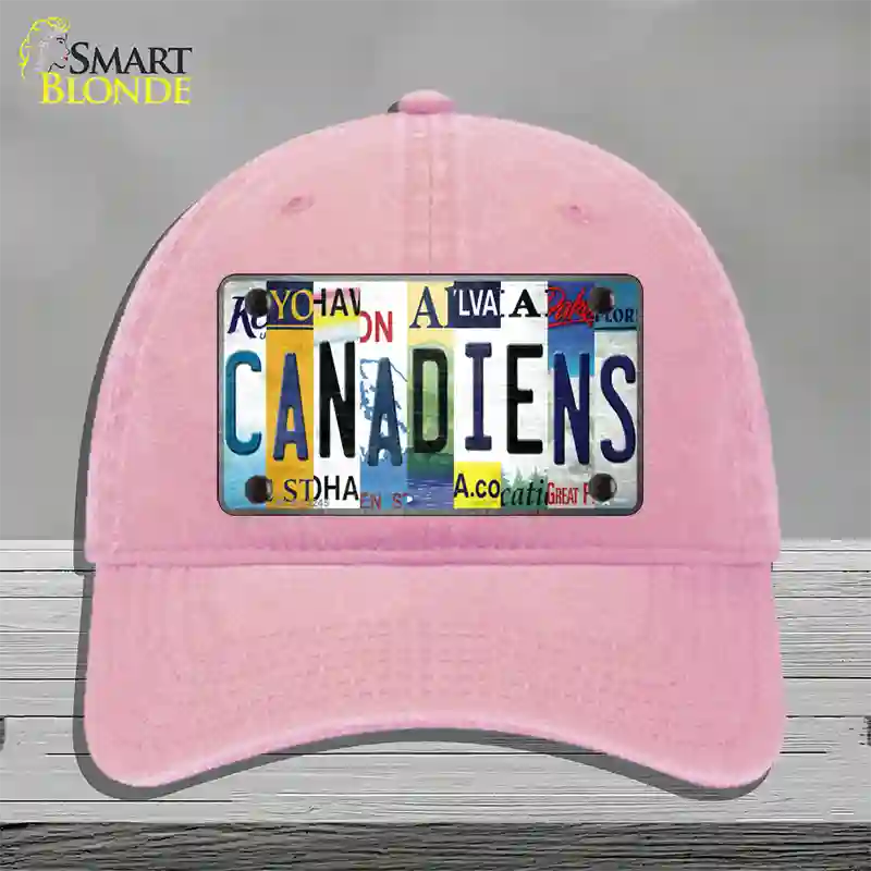 Canadiens Strip Art Novelty License Plate Hat Tag Unconstructed Cotton / Pink