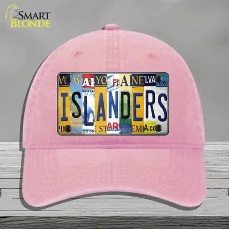 Islanders Strip Art Novelty License Plate Hat Tag Unconstructed Cotton / Pink