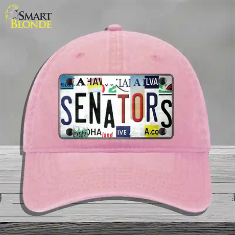 Senators Strip Art Novelty License Plate Hat Tag Unconstructed Cotton / Pink