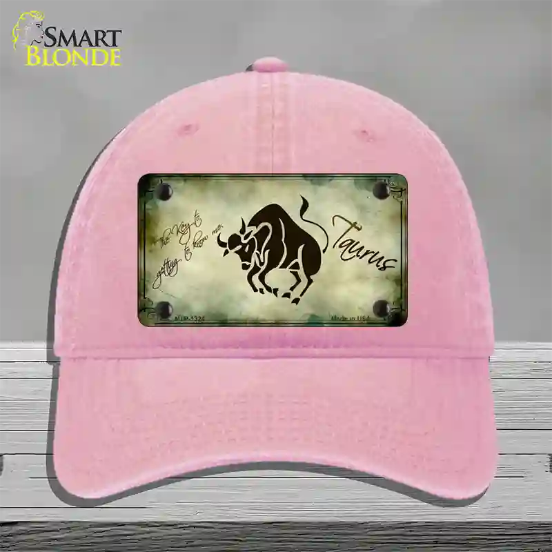 Taurus Zodiac Novelty License Plate Hat Unconstructed Cotton / Pink