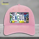 Penguins Strip Art Novelty License Plate Hat Tag Unconstructed Cotton / Pink