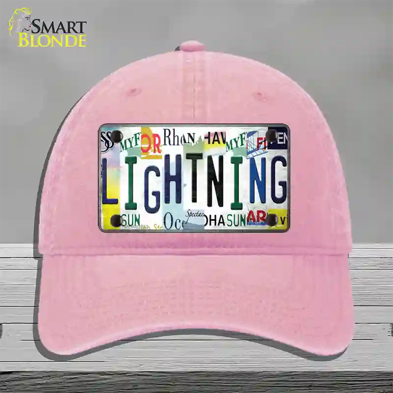 Lightning Strip Art Novelty License Plate Hat Tag Unconstructed Cotton / Pink