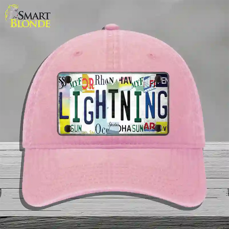 Lightning Strip Art Novelty License Plate Hat Tag Unconstructed Cotton / Pink