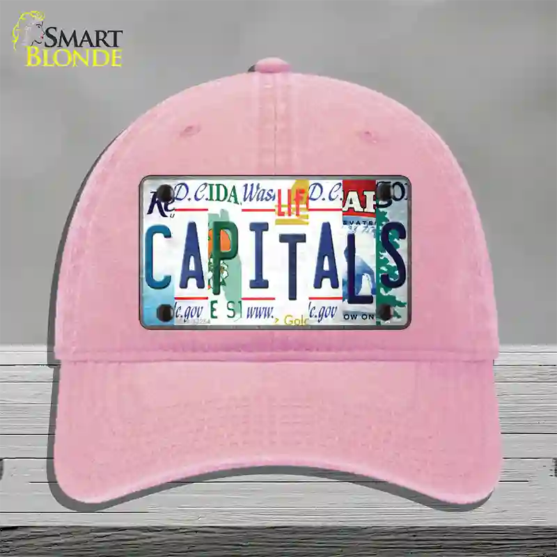 Capitals Strip Art Novelty License Plate Hat Tag Unconstructed Cotton / Pink