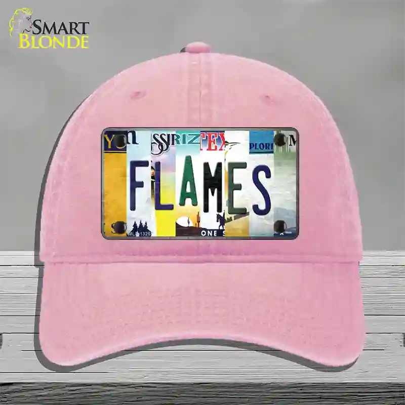 Flames Strip Art Novelty License Plate Hat Tag Unconstructed Cotton / Pink