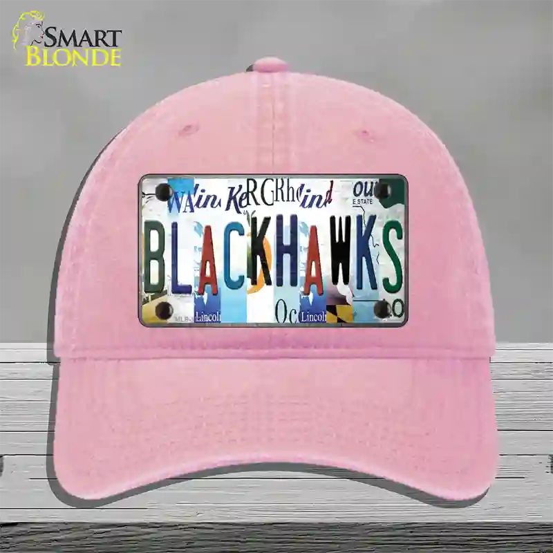 Blackhawks Strip Art Novelty License Plate Hat Tag Unconstructed Cotton / Pink